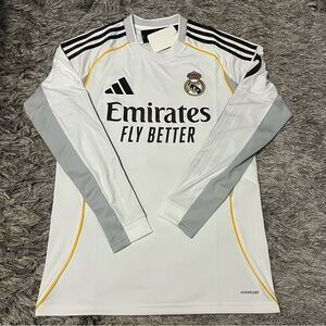 Adidas Real Madrid Long Sleeve 25/26 Authentic Home Soccer Jersey Men’s JN8884